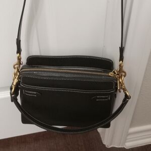 Coach Tate Bag Black Crossbody Bag with Gold Accents Glove Tanned Leather